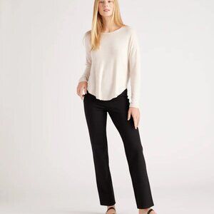 Quince Ponte Straight Leg Pants Womens Small Black Solid Casual Ultra-Stretch